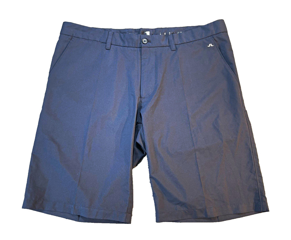 J.Lindeberg Golf Shorts Mens 38 Blue Solid Polyester Pockets 10" Inseam Golfer